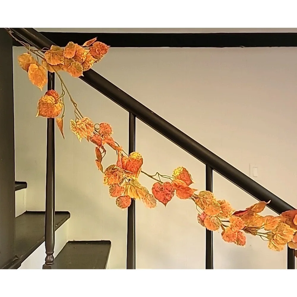 4 piece Artificial Aspen Leaf -2 Stems & 2 6ft Garland Fall/Thanksgiving Decor